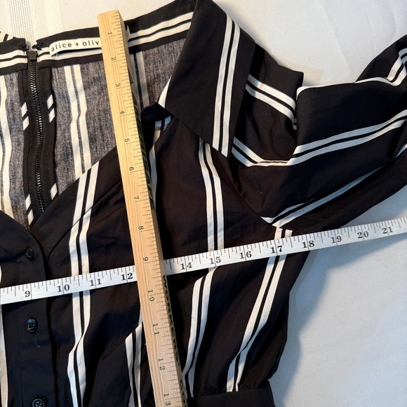 Alice + Olivia Black White 3/4 Sleeve midi Dress wedding guest shower size 6 - Picture 8 of 16